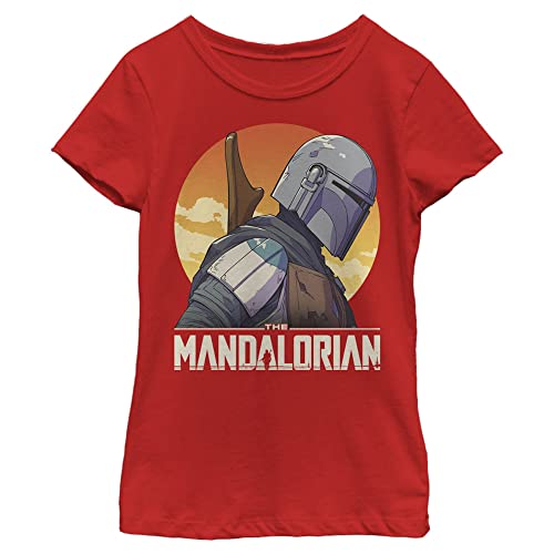 T-shirt Star Wars Mandalorian vêtement fille manches courtes imprimé rouge S