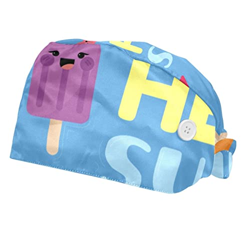 ZORE_FINE5 Lot de 2 bonnets de travail avec bouton et bandeau anti-transpiration Unisexe Élastique réglable