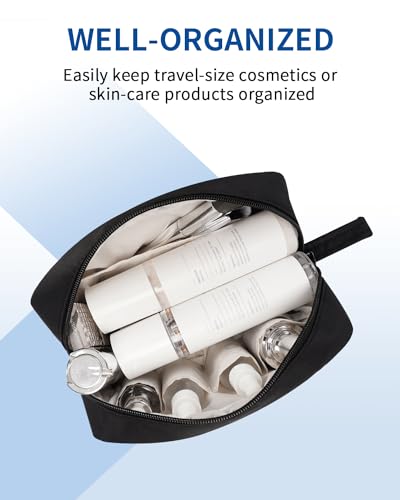 Image of Narwey Cute Makeup Bag Small Toiletry Bag Travel Cosmetic Bag Organizer Make Up Bags with Organized Pockets for Women (Black, Large)