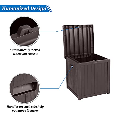 Vingli 51 Gallon Medium Deck Box Organization, Resin Storage Box For Patio Furniture Or Tools, Indoor & Outdoor Lockable Container Box For Garden, Pool, Yard, Porch And Balcony (Brown) #TOP3