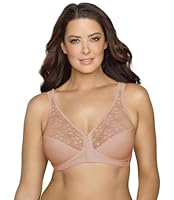 EXQUISITE FORM Front Close Wireless Plus Size Posture Bra with Lace, Size 44C, Rose Beige