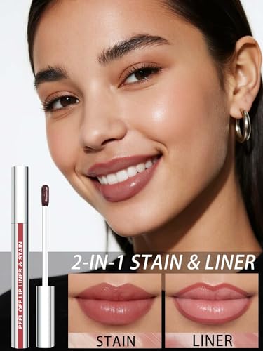 Image of Lip Stain Peel Off Lip Liner Stain with Tweezer, Long Lasting Matte Lip Tint Tattoo, Highly Pigmented Color Lip Makeup, Waterproof Lipstick, Transfer-proof Lipstain for Women, Nude Pink