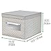 mDesign Large Soft Stackable Fabric Baby Nursery Storage Organizer Holder Bin Box with Front Window/Lid for Child/Kids Bedroom, Playroom, Classroom, Spira Collection, 4 Pack, Taupe/Natural
