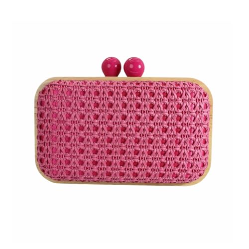 Image of Women Straw Clutch Purse Handwoven Summer Evening Bag Beach Straw Handbag Wedding Party Clutch Bag Wicker Purse