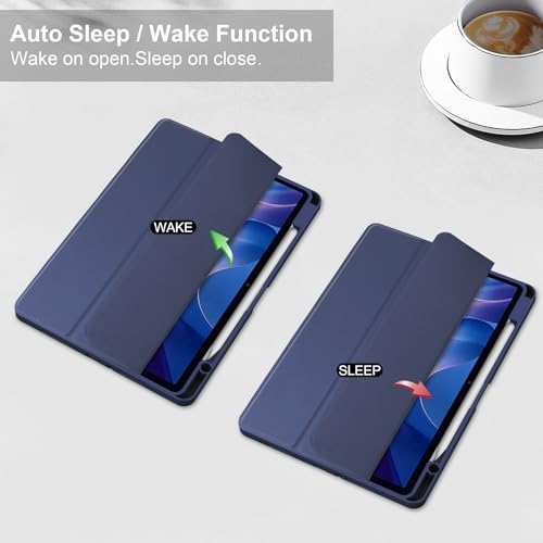 Image of ProElite Case Cover for Xiaomi Redmi Pad 2 11 inch Cover, Transparent Flip Case for Xiaomi Redmi Pad 2 11 inch Case Cover with Pen Holder, Dark Blue