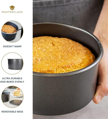 MasterClass KCMCHB11 18 cm Deep Cake Tin with PFOA Non Stick and Loose Bottom, 1 mm Carbon Steel, 6 Inch Round Pan, Grey - Image 5