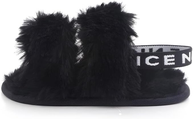 QIETION Girl's Soft Plush Lightweight House Slippers Non Slip Cross Band Slip on Open Toe Cozy Indoor Outdoor Slippers