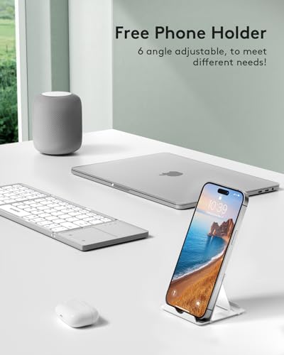 Image of Samsers Foldable Bluetooth Keyboard with Touchpad, Slim Compact, Silver | Multi-touch Trackpad, Full Size, Phone Holder, USB-C Charging, 1 Device, for Android Windows iOS Mac OS, Mobile Productivity
