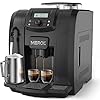 MEROL Fully Automatic Espresso Coffee Machine 19 Bar Cafe Maker Built in Adjustable Grinder and Manual Milk Frother Steam Wand for Cappuccino Latte Macchiato for Coffee Lover ME 715 Black