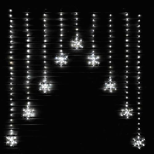 Hanging Snowflake Curtain Light, Cool White - 1.2m