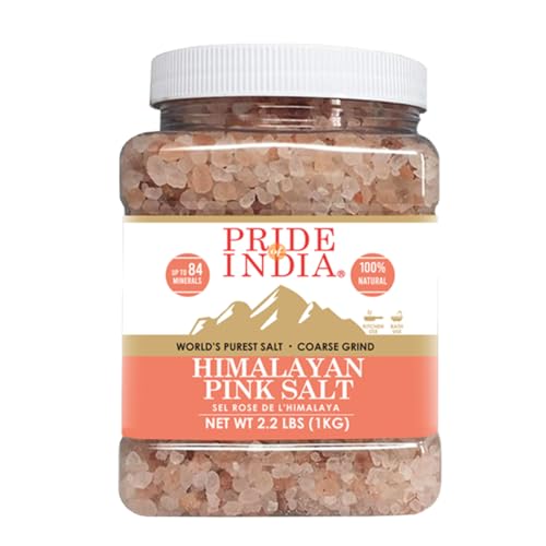 Pride Of India - Himalayan Rock Salt - 84+ Natural Mineral Enriched (Pure Himalayan Pink Salt, Coarse Grind 2.2 Pound Jar)
