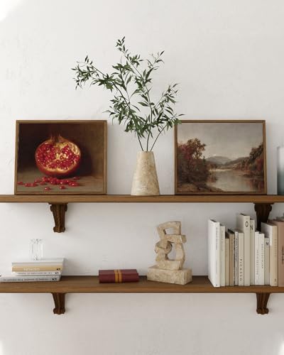 Image of ARPEOTCY Vintage Still Life Wall Art, Pomegranate Fruit Framed Canvas Art Home Decor, Classical Farmhouse Wall Decor for Living Room, Oil Painting for Kitchen, Dining Shelf Decorations, 8x10 inch