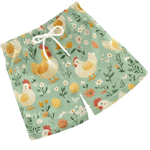 Pigsaly Boys Swim Trunks Chickens Eggs Flower Boys Board Shorts Swimsuit Swimwear Summer Bathing Suit 5T