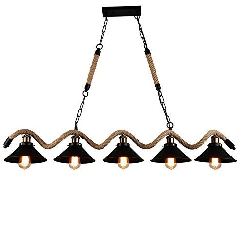 Preisvergleich Produktbild NOSSON American 5 Kronleuchter Bar Industrielle Kreative Persönlichkeit Kronleuchter Schnur Black Umbrella Wohnzimmer Restaurant Cafe Retro Deckenleuchte