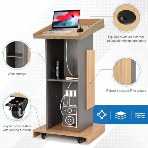 Image of TEKAVO Drako Podium Lectern for Classroom, Auditorium, Office, Church & School | Sleek & Modern Lecture Stand | Ideal for Presentations, Speeches & Events