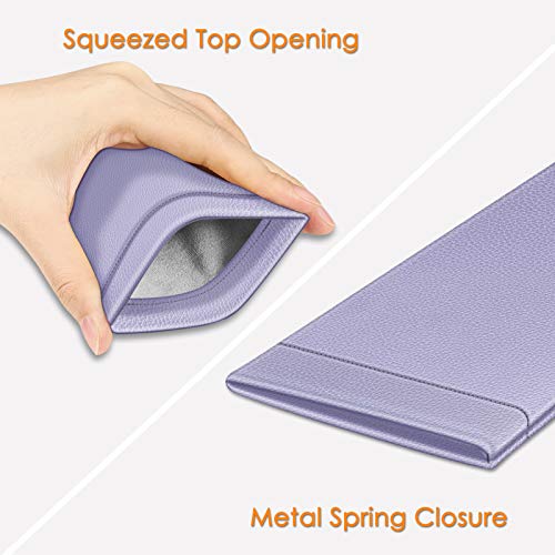 Image of FINTIE Soft Eyeglasses Case with Cleaning Cloth, Portable Squeeze Top Vegan Leather Glasses Pouch, Sunglasses Eyewear Bag