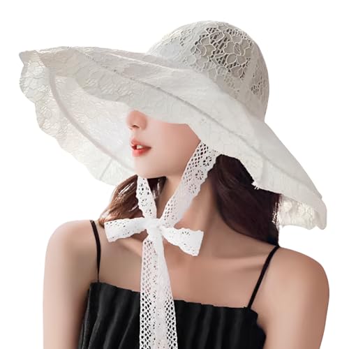 Sombrero mujer con ala ancha y encaje miniatura 1