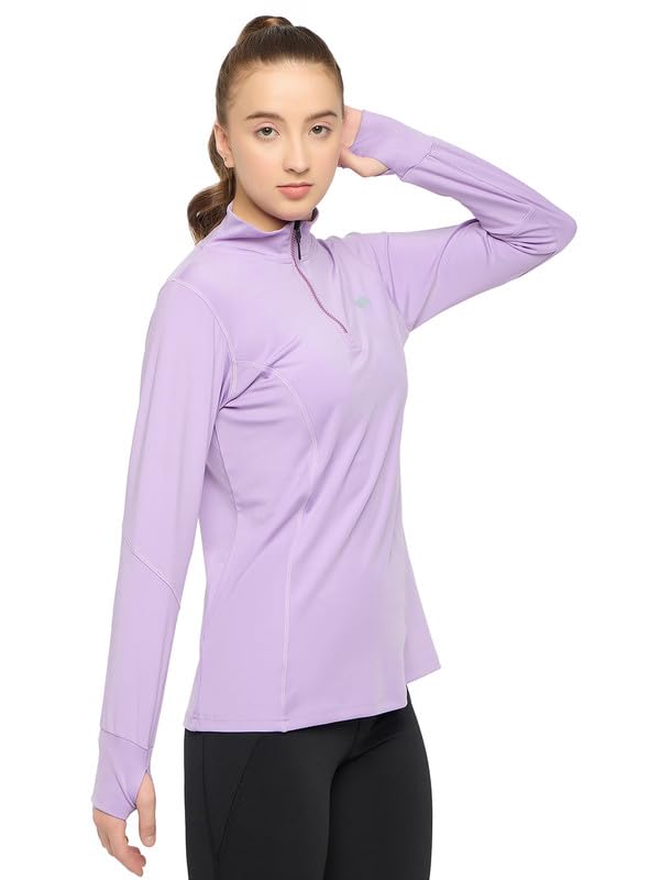 Image of Clovia Women's Snug Fit Active Jacket with Thumb Holes in Purple Colour