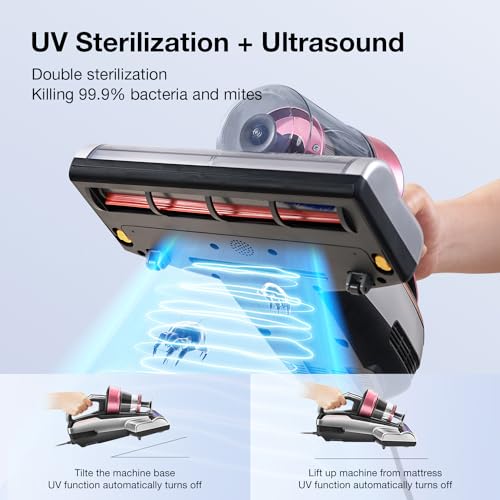 Jimmy BX5 Pro Milbensauger für Matratzen mit UV-Licht, Ultraschalltechnologie, Doppelzyklon-Filtration, 15kpa Matratzenreiniger für Allergiker, 500W Matratzenstaubsauger für Bett, Sofa, usw