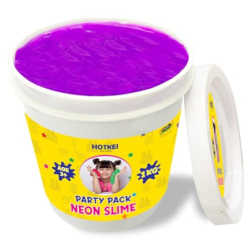 Image of HOTKEI (1 Kg Neon Slime) Purple Fruit Scented Big Slimy Gel Jelly Putty Toy Slime Bucket kit Set Toys for Girls Boys Kids Neon Slime