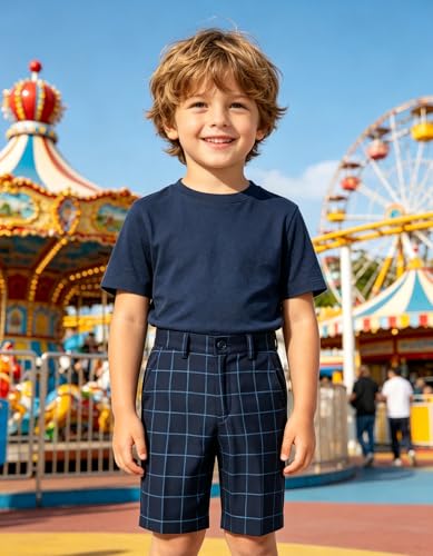 Image of Boy Shorts Kids Stretch School Uniform Clothes Flat Front Dress Casual Shorts with Pockets for Summer
