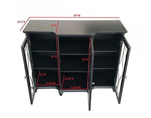 Kings Brand Furniture Wood Storage Sideboard Buffet Cabinet Console Table, Black #TOP3