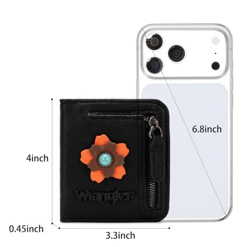 Image of Montana West X Wrangler Slim Wallet Women Small Rfid Blocking Wallets Bifold Credit Card Holder Wallets with Zipper Pocket