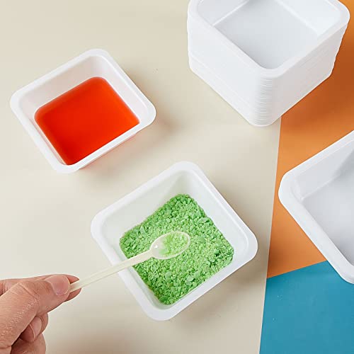 sherr 250 pack 100ml weigh boats medium bulk anti static white pans plastic square easy pour boats weighing trays for capsule filling lab dish powder liquid food sample container