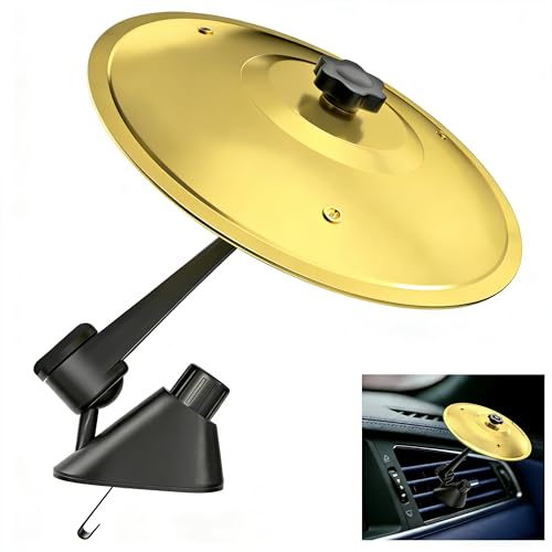 Car Cymbal Air Vent Clip, Funny Mini Crash Cymbals with Mini Drum Stick, Hilarious Musical & Driving Accessory for Drummers & Music Lovers, Compact Durable Car Accessory for Most Vehicles (Gold)