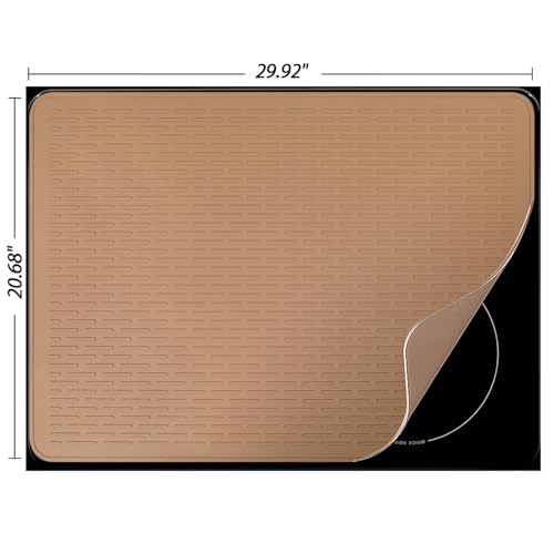 Stove Top Cover for Electric Stove - Silicone Stove Mat for Glass Top, Glass Cooktop Protector, XL Dish Drying Mats For Kitchen,Oven Covers for Electric Stove (Caramel,30 x 21)