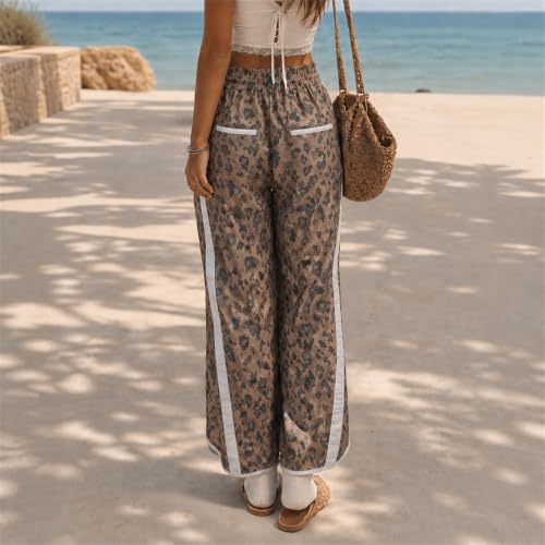 Womens Leopard Pants Fall High Waisted Barrel Crop Cheetah Joggers - image 5