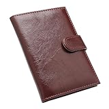 Leather Passport Holder PU Fashion Book Buckle Hand-held Bag Travel Cover Secure Compact Design(Coffee)