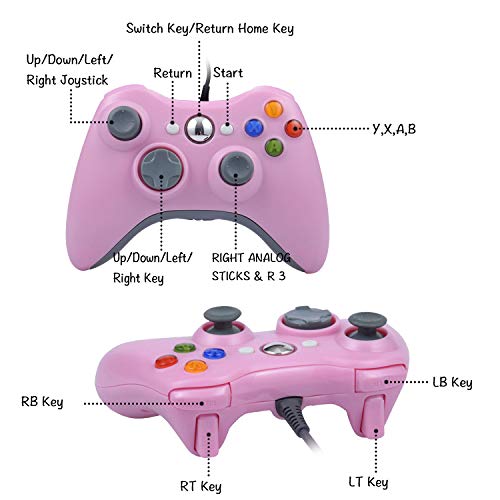 One250 Usb Wired Game Pad Controller, Compatible With Xbox 360, Xbox 360 Slim, Windows Pc - Replacement Usb Wired Gamepad (Pink) #TOP1