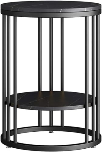 Image of NEST NATURE HAVEN Round Side Table Corner End Table for Living Room Bedside Mid Century Modern Coffee Table or Circle Accent Table for Small Spaces Metal Nightstand (Full Black)