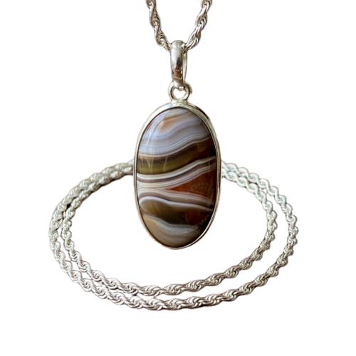 Collier agate Botswana contre les bijoux ternes pendentif mixte 45cm