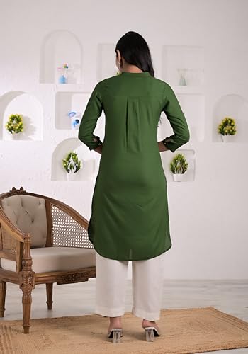 Image of Armiya Rayon Solid Straight Kurta /Kurti for Women & Girls
