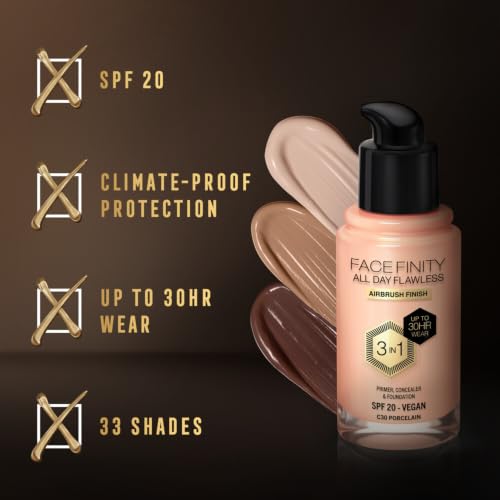 Image of Max Factor Facefinity All Day Flawless 3-in-1 Foundation - C30 Porcelain, 30ml