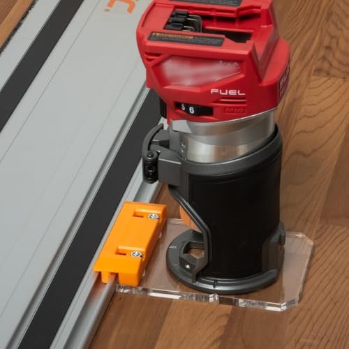 Image of POWERTEC 72026 Router Guide Rail Adapter for Milwaukee M18 Fixed Base Trim Routers - Compatible with Powertec, Makita, Festool, Milwaukee, Kreg ACS, WEN, Triton, and Ridgid Guide Rails