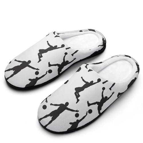 LAZAT Zapatillas De Hombre Silueta De Jugadores De Baloncesto Pantuflas Zapatillas De Casa Suaves Y Cálidas