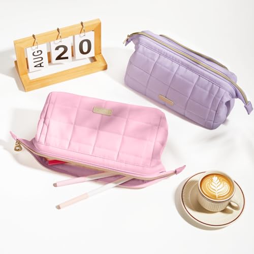 Image of Sooez Large Pencil Case Pouch, Soft Pencil Bag with Zipper, Pen Bag Wide Opening, School Supplies Cute Pencil Case for Girls Boy Men Women, Purple