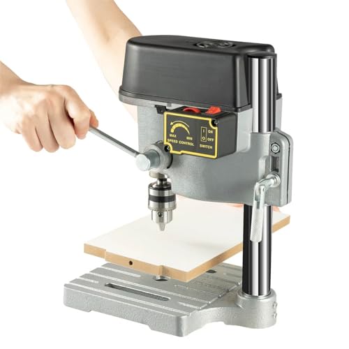 Mini taladro de sobremesa de 340 W, diámetro máximo de perforación de 10 mm, 3 velocidades ajustables, ideal para joyeros, carpinteros, mecánicos, aficionados