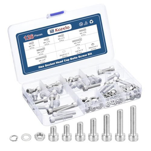 Kozelo �Z�p���t���{���g 126�� M6 �L���b�v�X�N�����[ �{���g �i�b�g �A�\�[�g�����g [M6x8/10/12/16/20/25/30mm] 304 �X�e�����X�X�`�[�� �Z�p�\�P�b�g�h���C�u 3D�v�����^�[�p