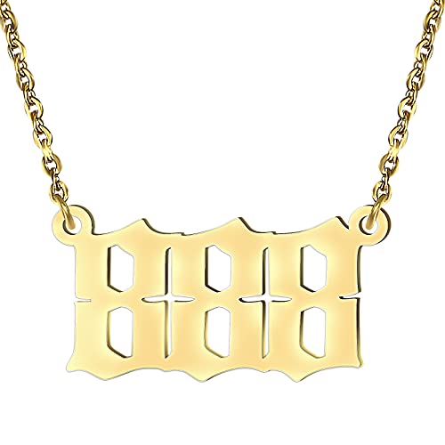 Angel Number Necklaces 111 222 333 444 Stainless Steel Necklace Choker 555 777 888 999 666 Numerology Jewelry Devil number Necklace (888)