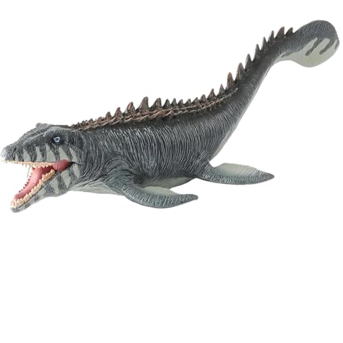 Image of Mosasaurus Striped Face Realistic Dinosaur Toy with Movable Mouth Textured Dinosaur Figure Prehistoric Animal Creatures Educational Toy for Kids & Adults