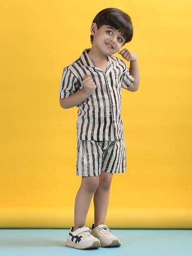 Image of POLKA TOTS 100% Cotton Half Sleeve Shirt and Shorts Combo for Boys | Co-Ord Set for Kids | Summer Wear Dress for Toddlers | Breathable & Skin-Friendly Boys Clothes | Trendy Summer Outfit & Beach Wear
