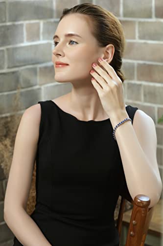 B. Brilliant 43211-61502 Sterling Silver Created Blue Sapphire Marquise-Cut Tennis Bracelet thumb #1