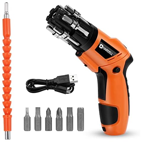 Cordless Screwdriver, HARDELL 3.6V Electric Screwdriver Set With Built-in Flashlight, 3.5N.m, 1.5Ah Power Screwdriver For Assembly Furniture, Rechargeable Screw Gun With 6 Bits, Adjustable Handle Cover