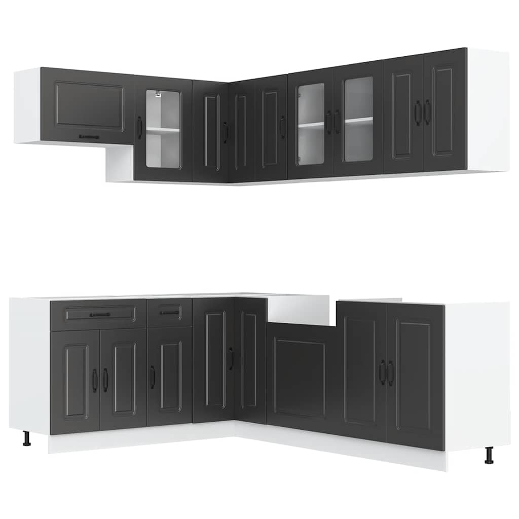 Set di 11 mobili da cucina Kalmar in legno nero