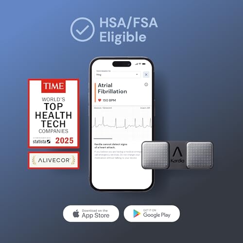 KardiaMobile 1-Kanal-EKG-Herzfrequenzmesser – EKG-Aufzeichnung zu Hause – Erkennt...