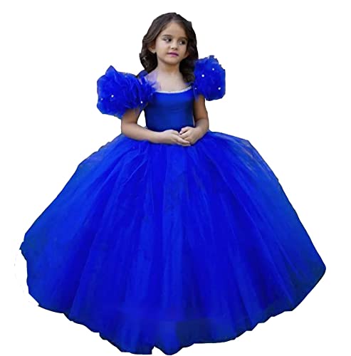 ZHengquan Girls Flower Dresses Fluffy Short Sleeve Tulle Pageant Dresses Princess Kids Dress Birthday Gowns